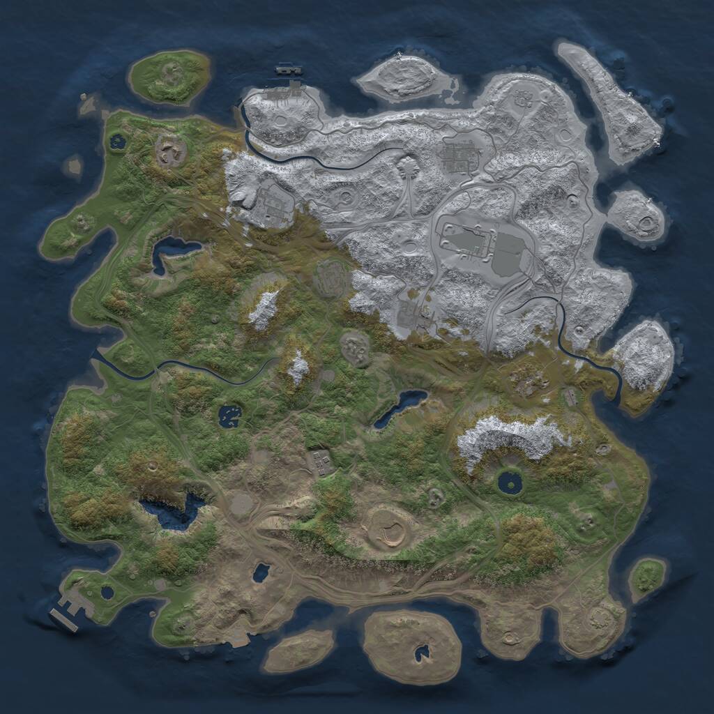 Rust Map: Procedural Map, Size: 4500, Seed: 1056654783, 16 Monuments