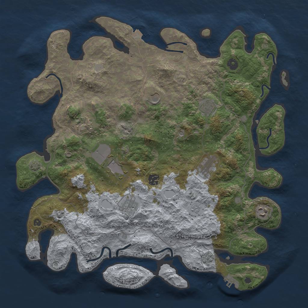 Rust Map: Procedural Map, Size: 4096, Seed: 1366, 16 Monuments