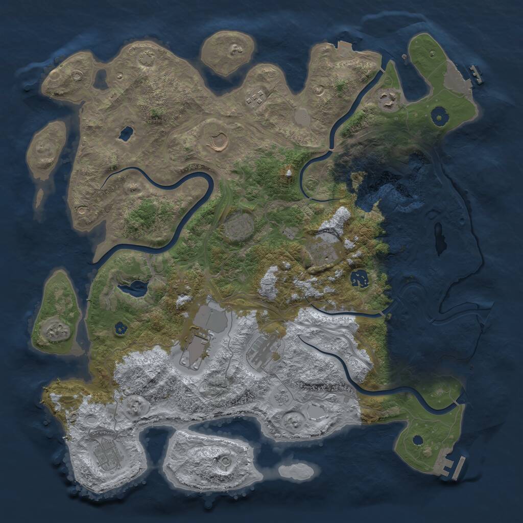Rust Map: Procedural Map, Size: 4250, Seed: 1261631264, 15 Monuments