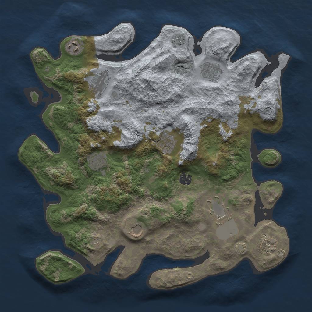 Rust Map: Barren, Size: 3700, Seed: 1911592897, 14 Monuments