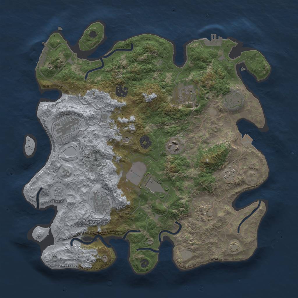 Rust Map: Procedural Map, Size: 3500, Seed: 1263369036, 17 Monuments