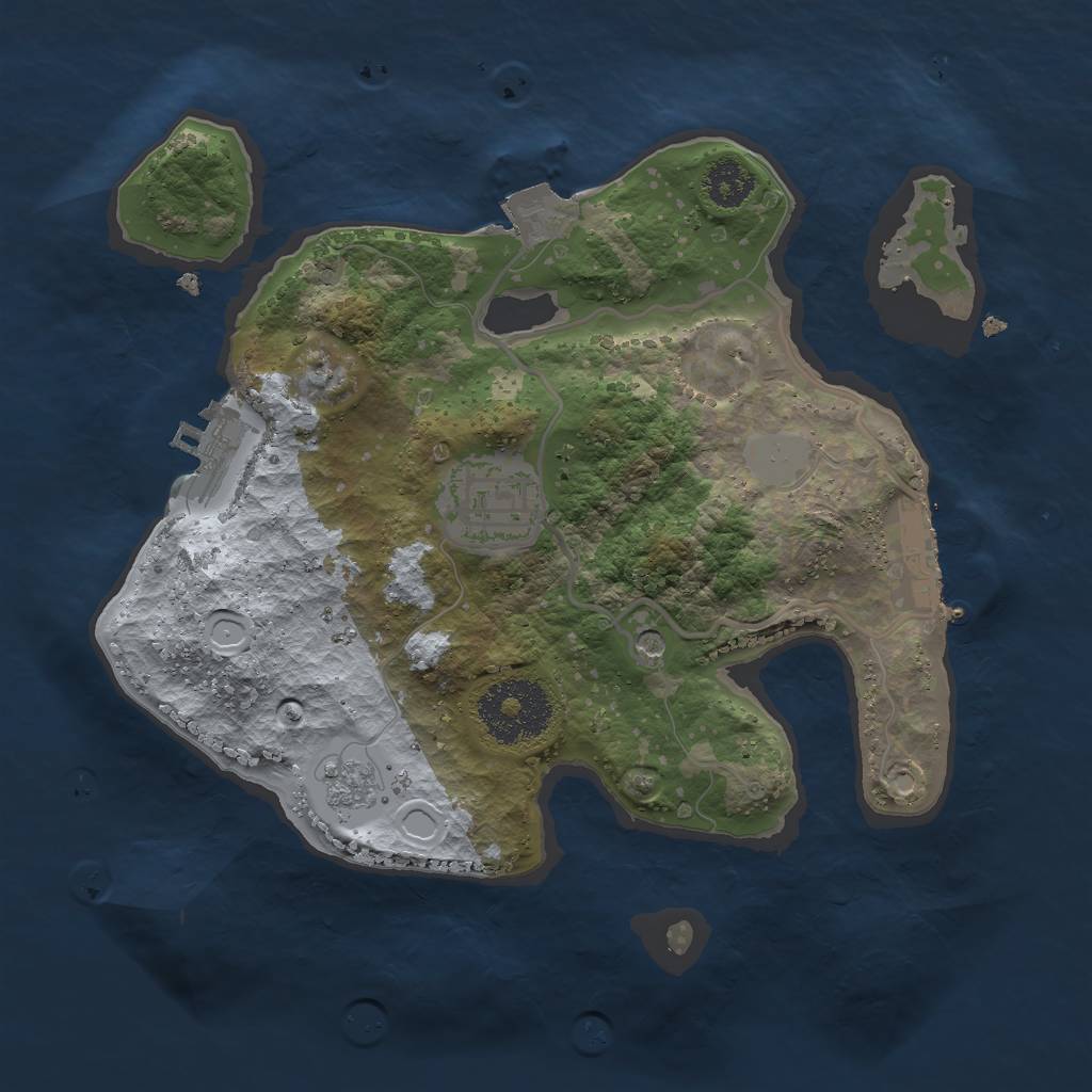 Rust Map: Procedural Map, Size: 2400, Seed: 718739344, 8 Monuments