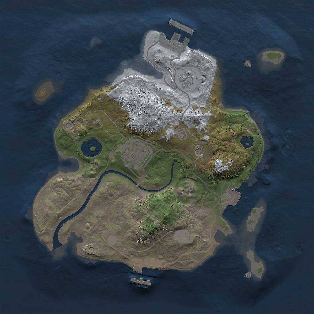 Rust Map: Procedural Map, Size: 2400, Seed: 1677907590, 6 Monuments