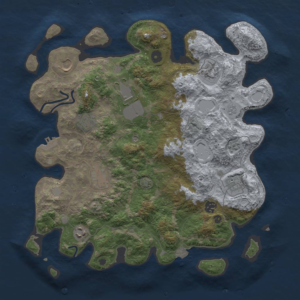 Rust Map: Procedural Map, Size: 3800, Seed: 17222546, 16 Monuments