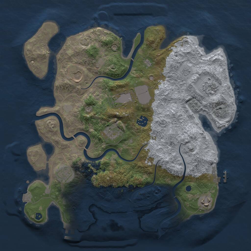 Rust Map: Procedural Map, Size: 3500, Seed: 2063001385, 14 Monuments