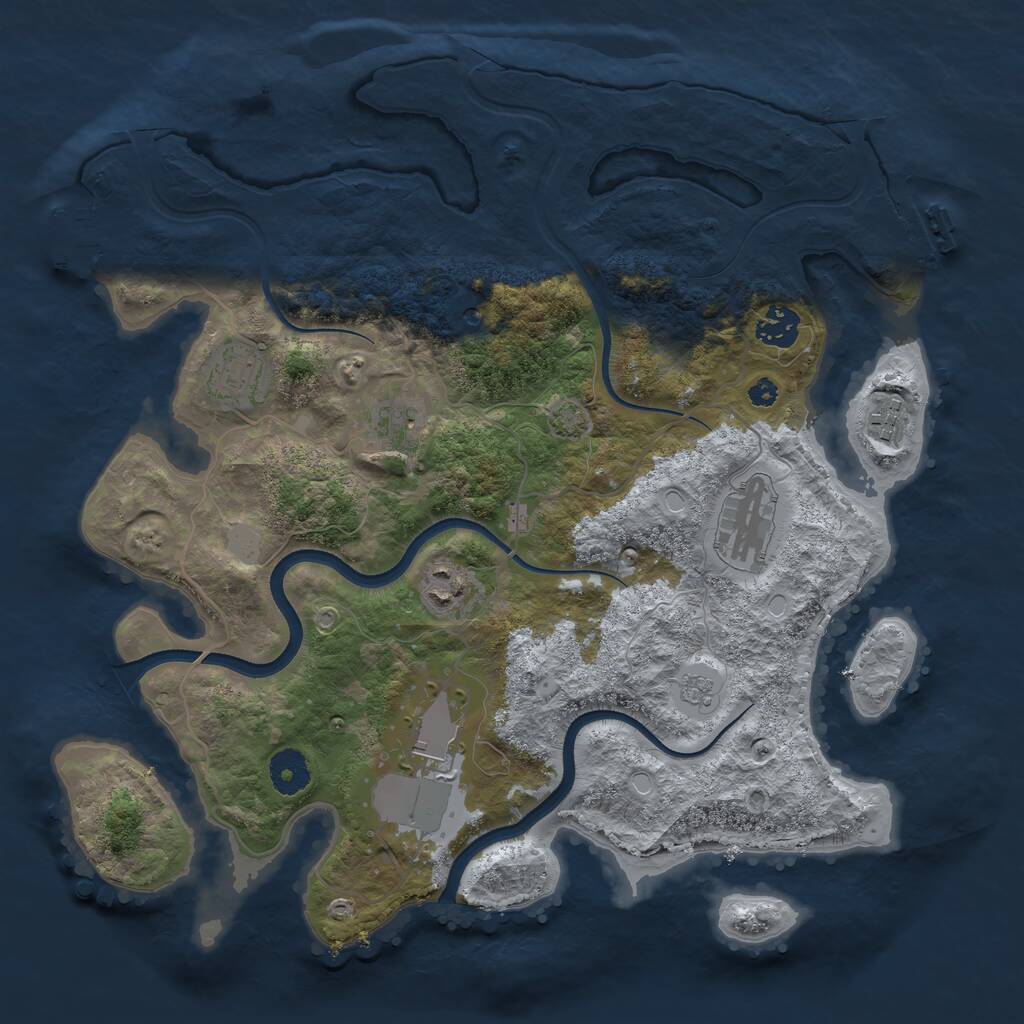 Rust Map: Procedural Map, Size: 3600, Seed: 94659306, 13 Monuments