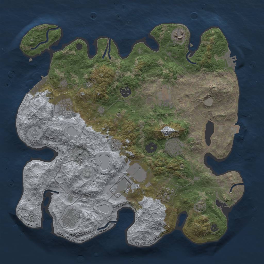 Rust Map: Procedural Map, Size: 3550, Seed: 91722064, 17 Monuments
