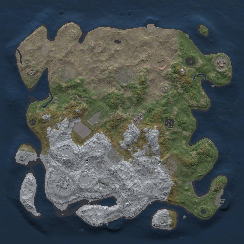 Rust Map: Procedural Map, Size: 3800, Seed: 10846831, 18 Monuments