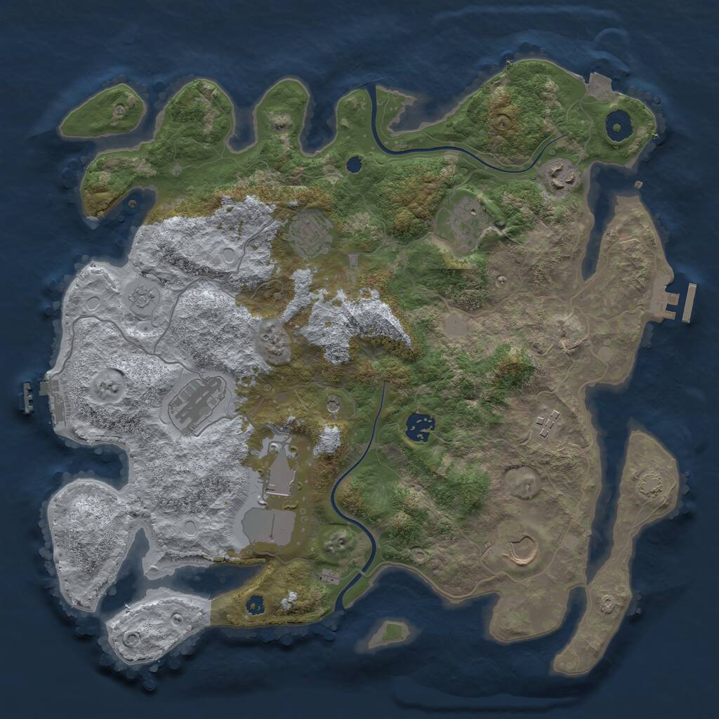 Rust Map: Procedural Map, Size: 3700, Seed: 8829027, 14 Monuments