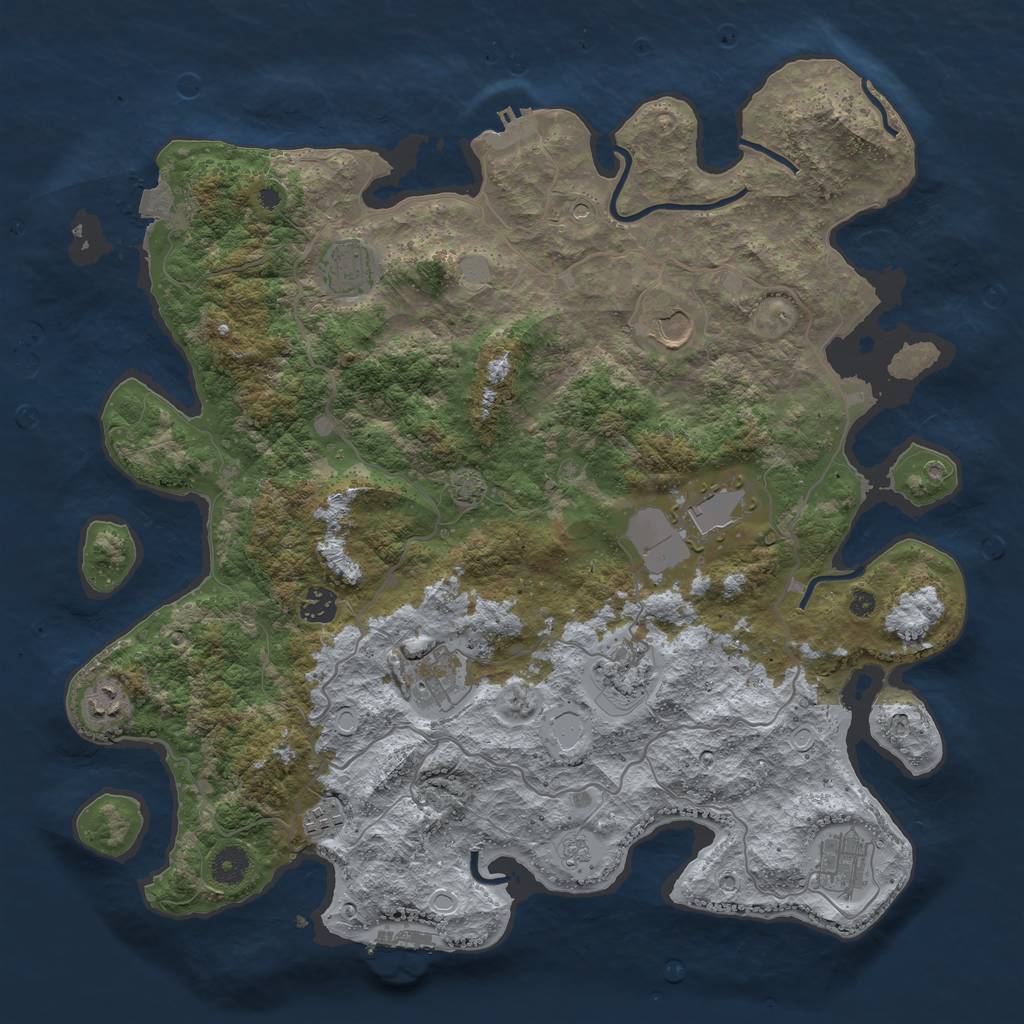 Rust Map: Procedural Map, Size: 4100, Seed: 61660020, 17 Monuments