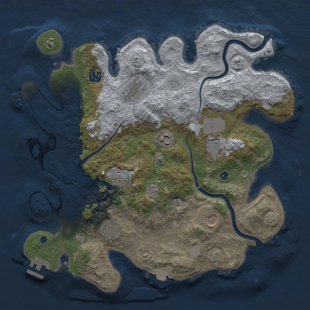 Rust Map: Procedural Map, Size: 3600, Seed: 45586037, 14 Monuments