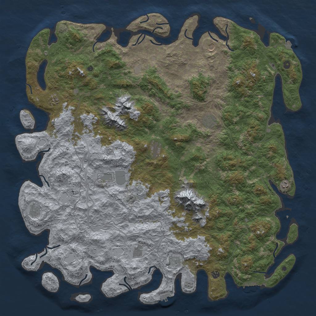Rust Map: Procedural Map, Size: 6000, Seed: 64365, 19 Monuments