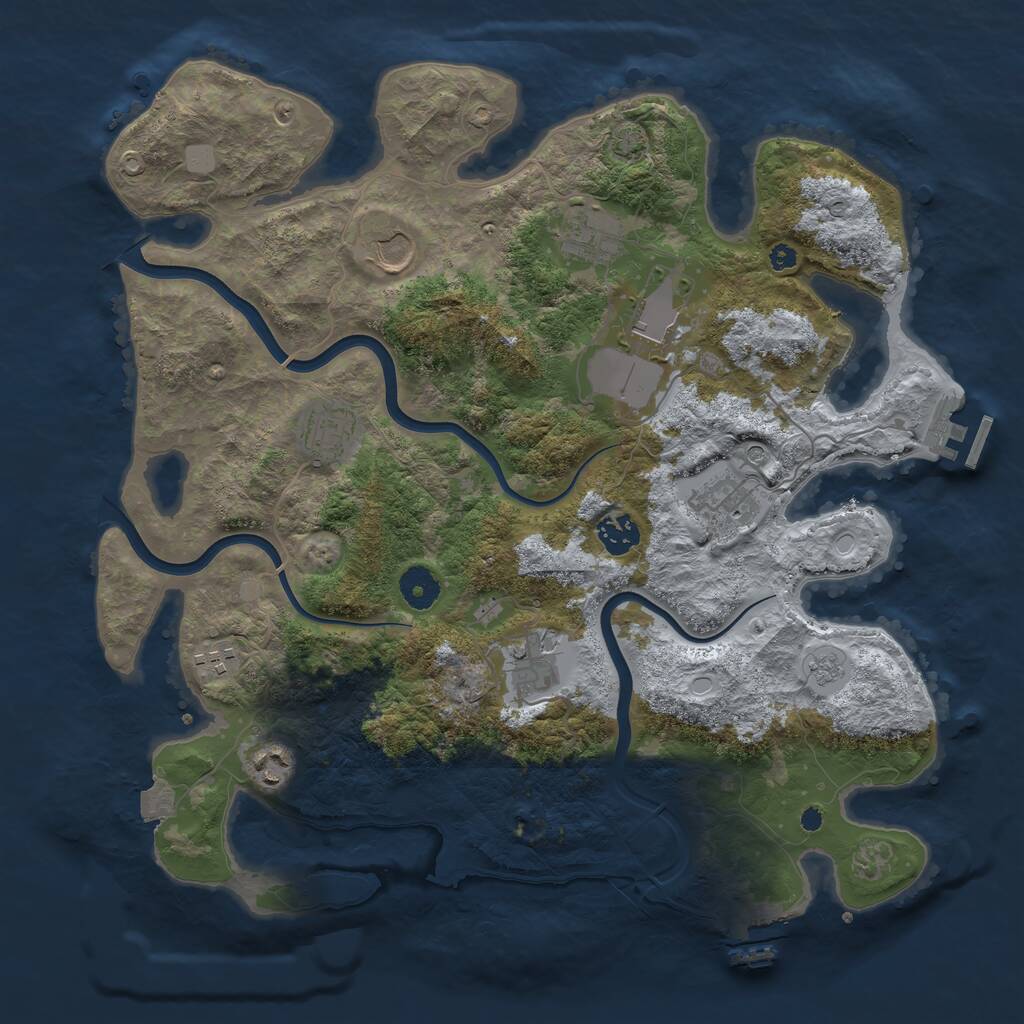Rust Map: Procedural Map, Size: 3800, Seed: 64757821, 15 Monuments