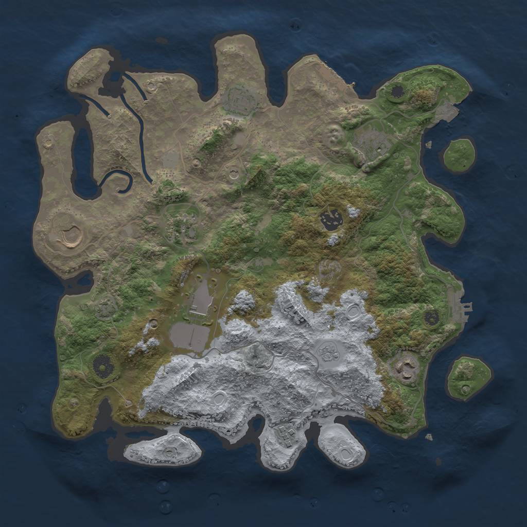Rust Map: Procedural Map, Size: 3600, Seed: 62364940, 16 Monuments