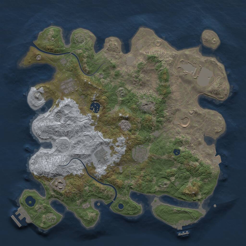 Rust Map: Procedural Map, Size: 3600, Seed: 8435733, 14 Monuments
