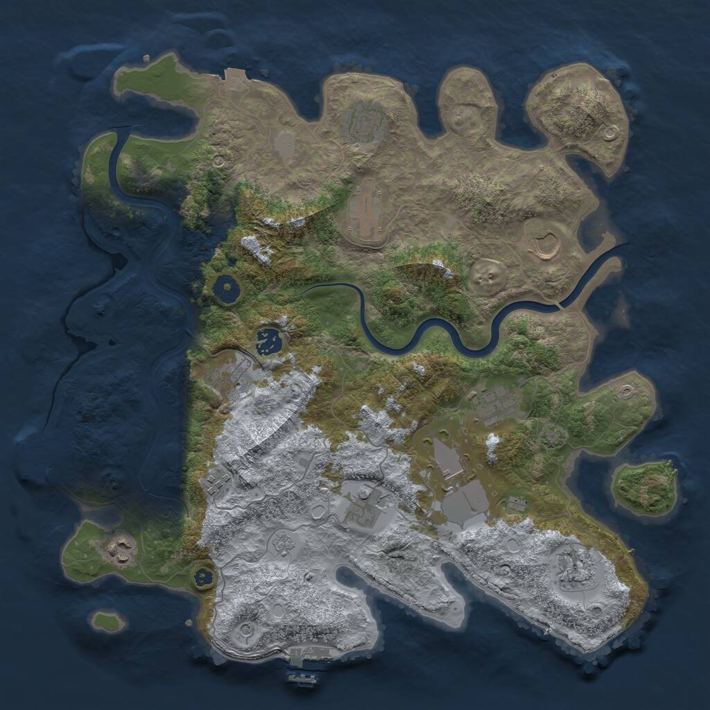 Rust Map: Procedural Map, Size: 3950, Seed: 13240891, 17 Monuments