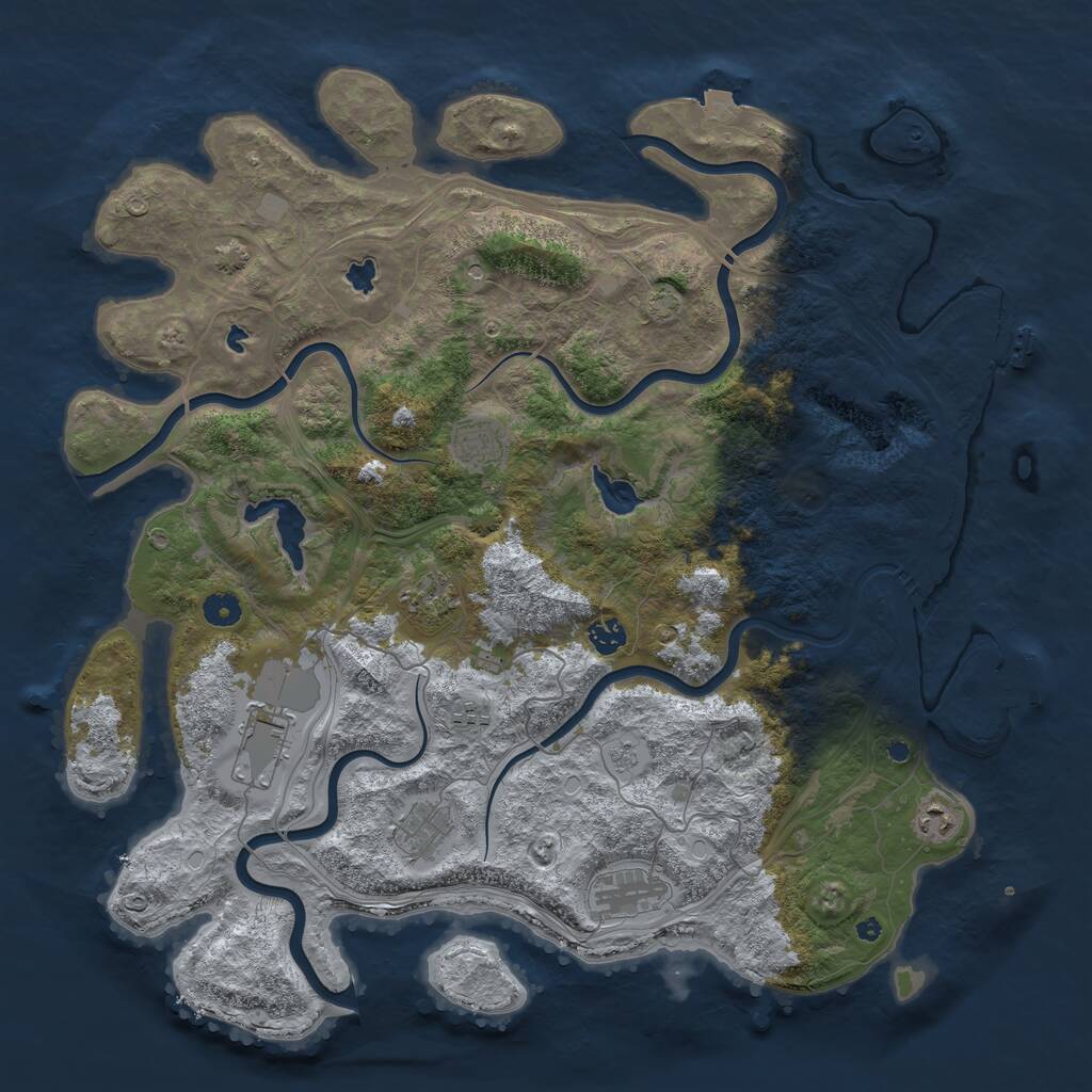 Rust Map: Procedural Map, Size: 4500, Seed: 1630316583, 14 Monuments