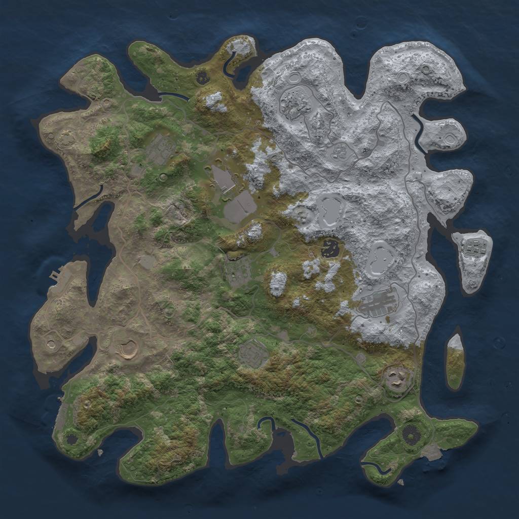 Rust Map: Procedural Map, Size: 4100, Seed: 74721917, 18 Monuments