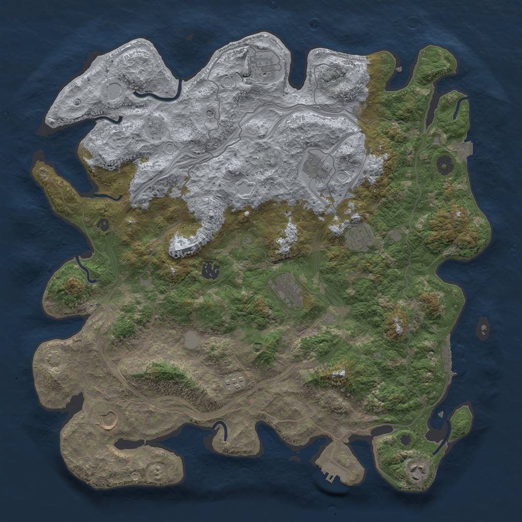 Rust Map: Procedural Map, Size: 4300, Seed: 36605691, 16 Monuments