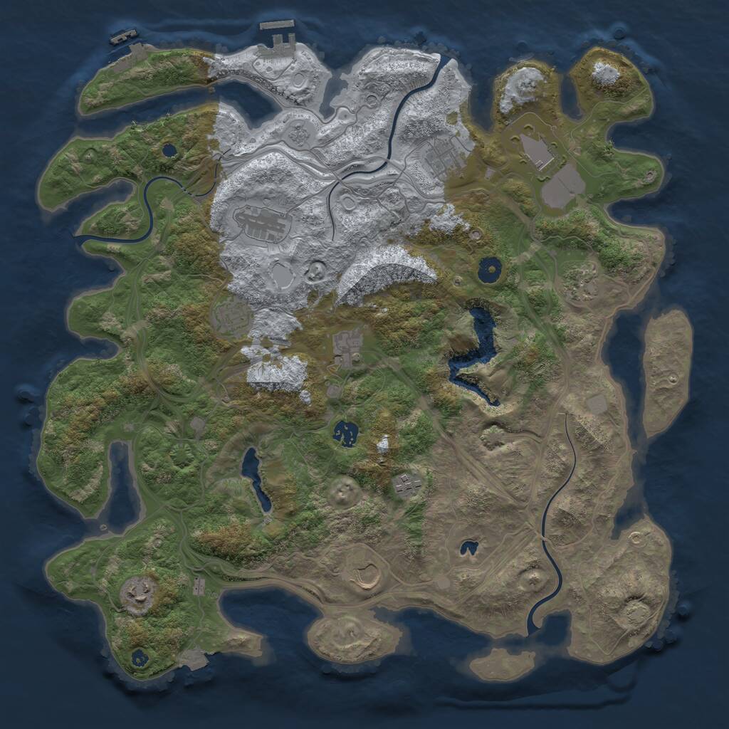 Rust Map: Procedural Map, Size: 4300, Seed: 31850592, 16 Monuments