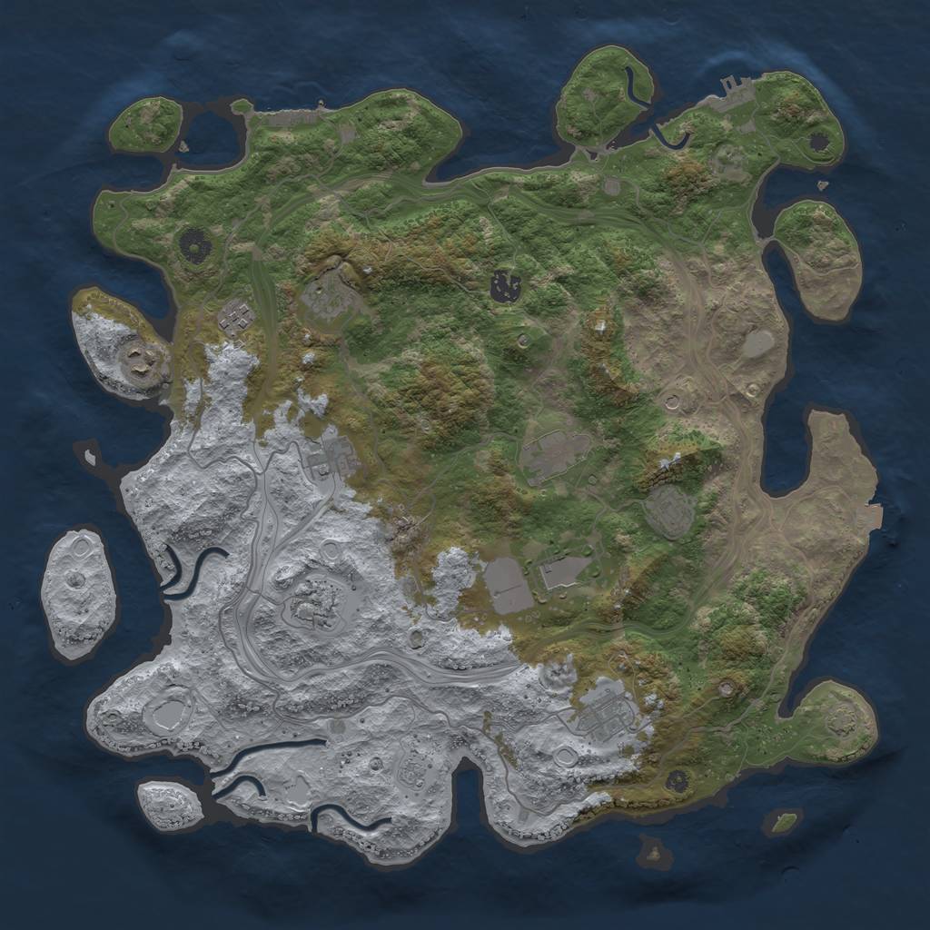Rust Map: Procedural Map, Size: 4250, Seed: 51663765, 18 Monuments