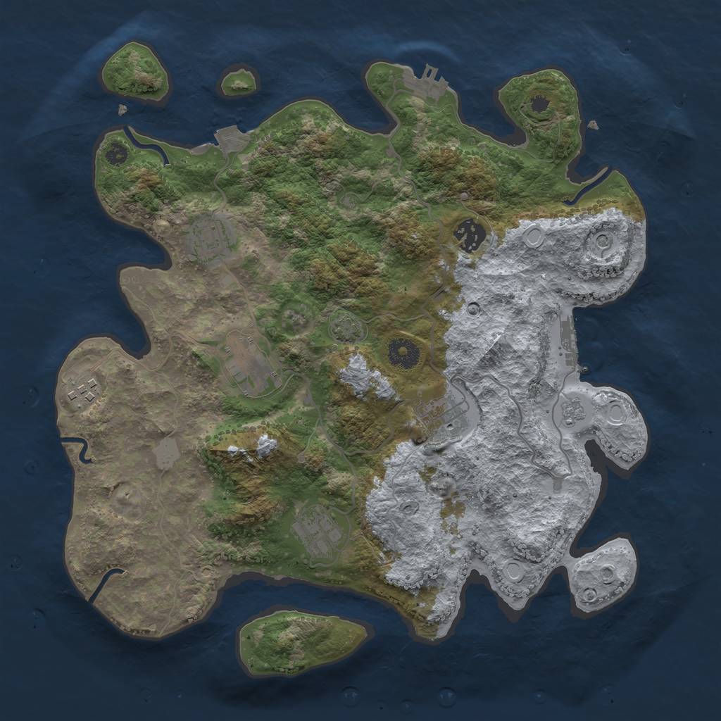 Rust Map: Procedural Map, Size: 3450, Seed: 93617233, 14 Monuments