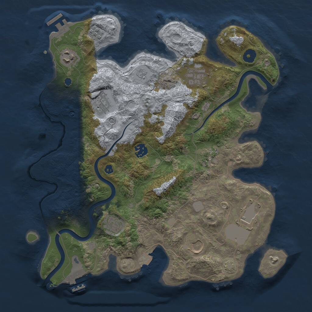 Rust Map: Procedural Map, Size: 3550, Seed: 60016000, 15 Monuments