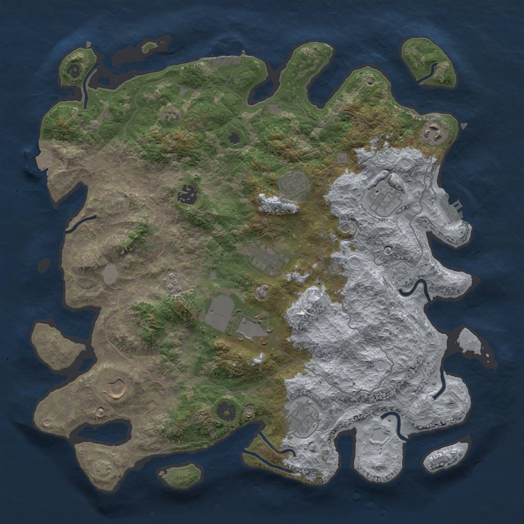 Rust Map: Procedural Map, Size: 4000, Seed: 52914648, 17 Monuments