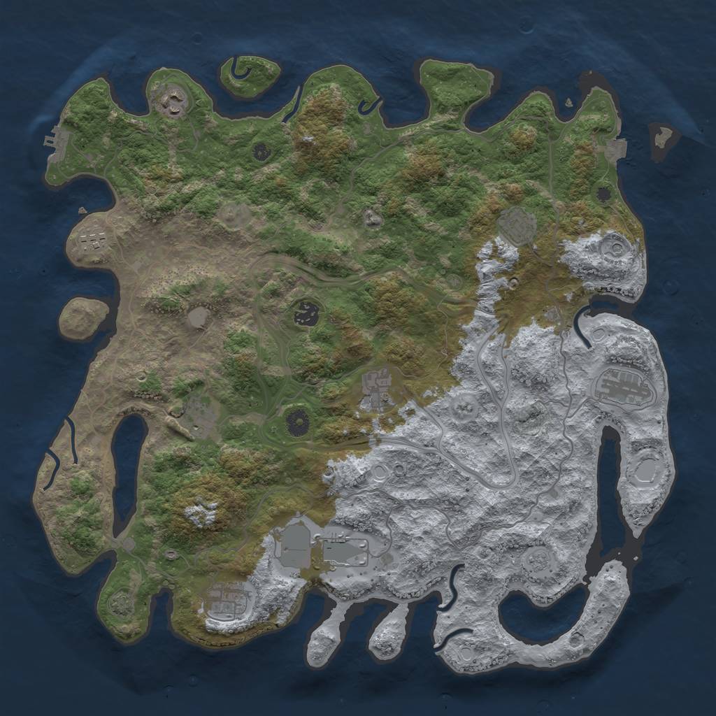 Rust Map: Procedural Map, Size: 4300, Seed: 91791118, 16 Monuments