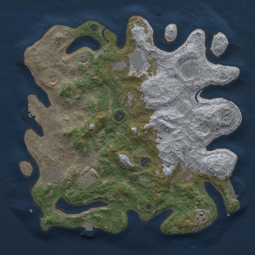 Rust Map: Procedural Map, Size: 3850, Seed: 84052120, 17 Monuments