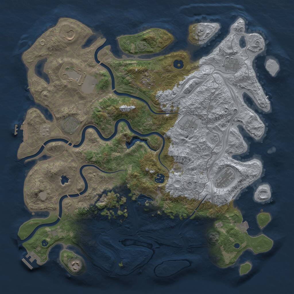 Rust Map: Procedural Map, Size: 4400, Seed: 86536767, 16 Monuments