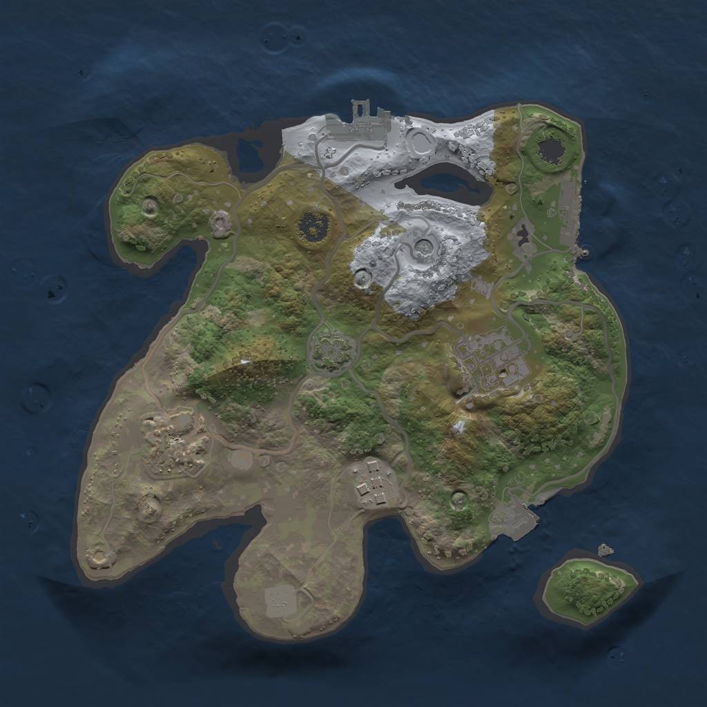 Rust Map: Procedural Map, Size: 2400, Seed: 355230127, 10 Monuments