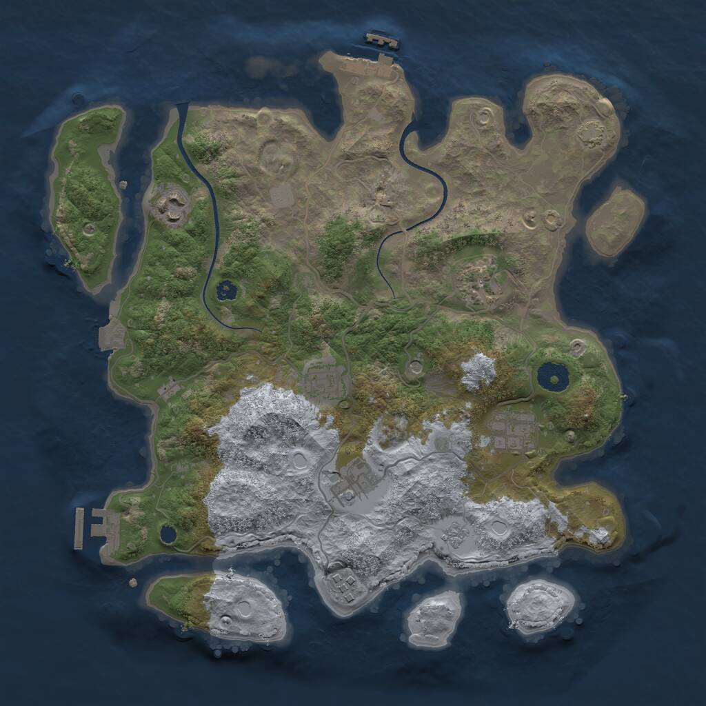 Rust Map: Procedural Map, Size: 3400, Seed: 77905547, 12 Monuments