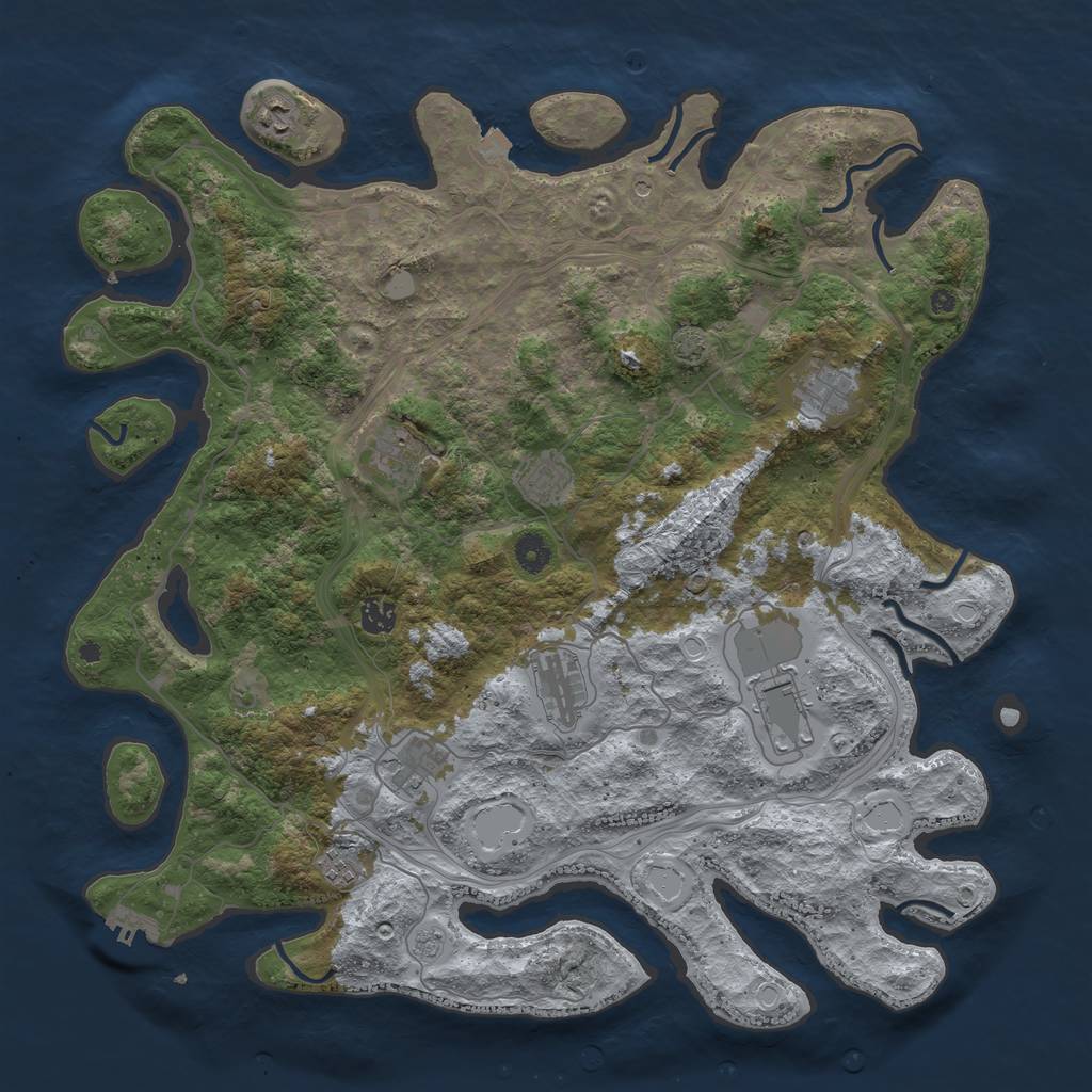 Rust Map: Procedural Map, Size: 4400, Seed: 97268434, 16 Monuments