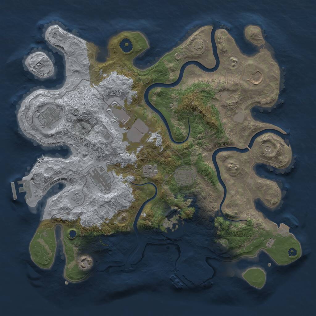 Rust Map: Procedural Map, Size: 3600, Seed: 83028161, 14 Monuments