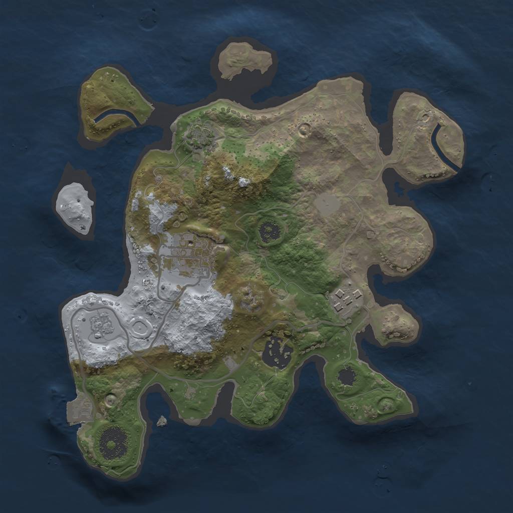 Rust Map: Procedural Map, Size: 2500, Seed: 380379253, 8 Monuments