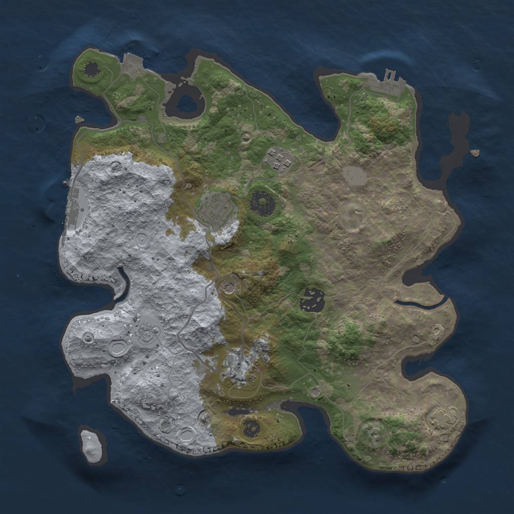 Rust Map: Procedural Map, Size: 3000, Seed: 1623409, 12 Monuments
