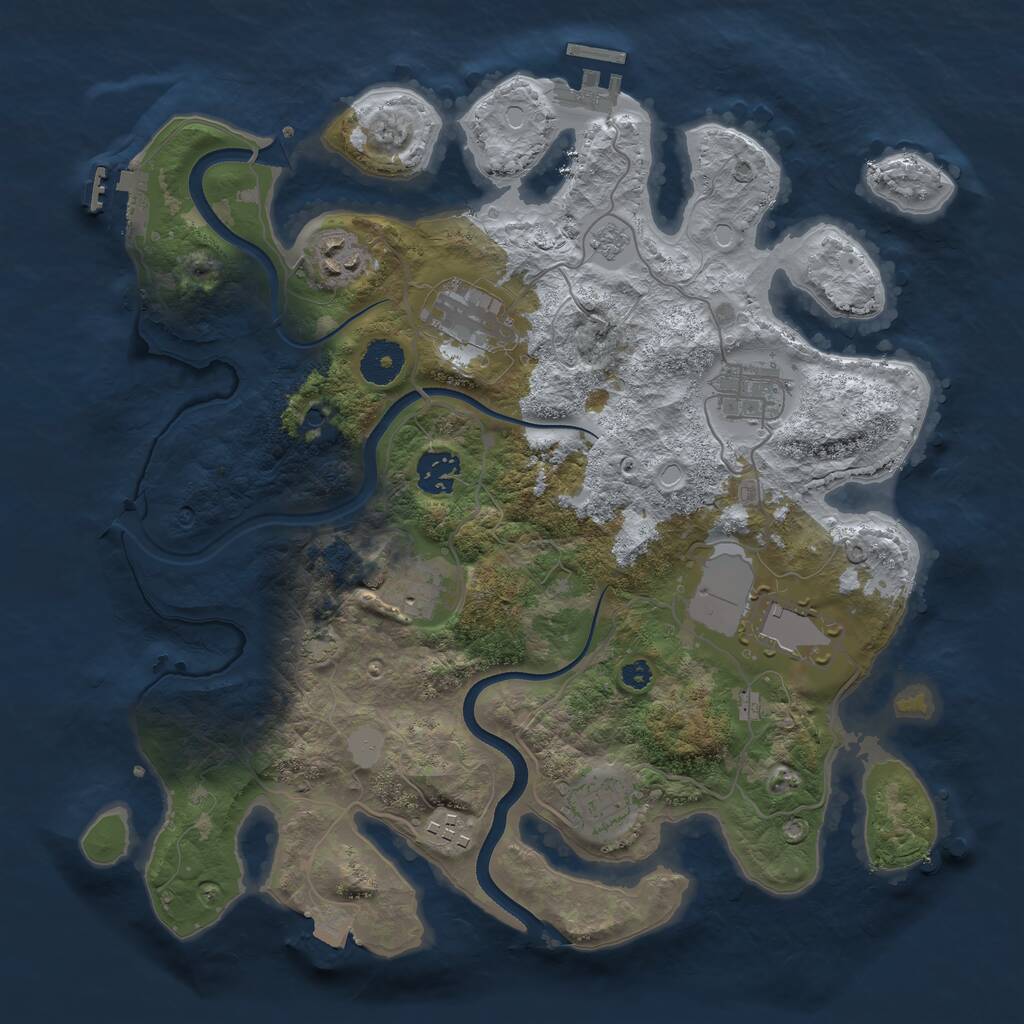 Rust Map: Procedural Map, Size: 3500, Seed: 8123421, 14 Monuments