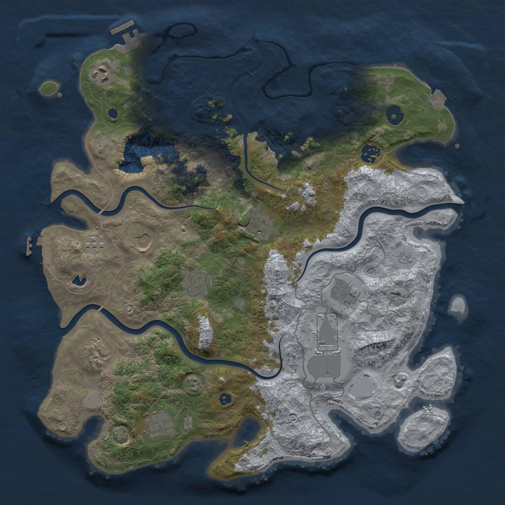 Rust Map: Procedural Map, Size: 4096, Seed: 1574642492, 16 Monuments