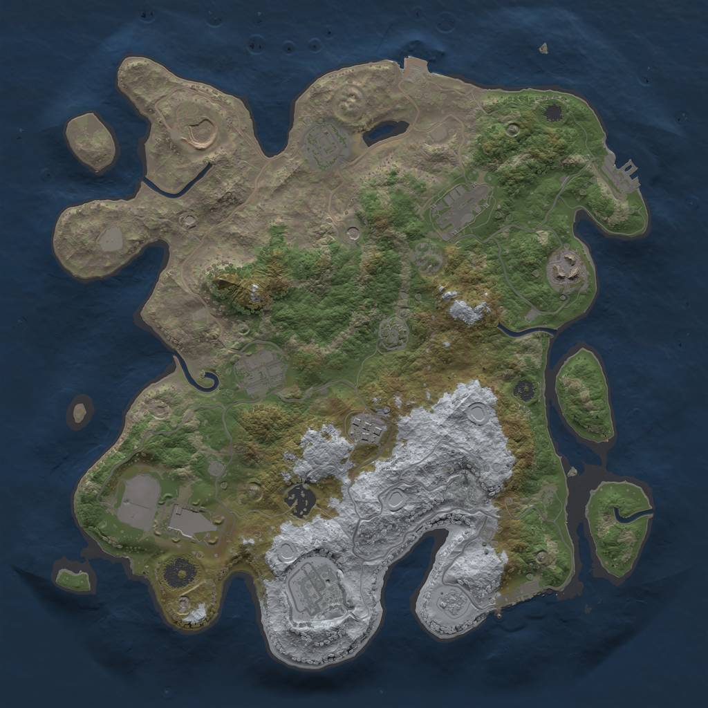 Rust Map: Procedural Map, Size: 3500, Seed: 130468014, 17 Monuments