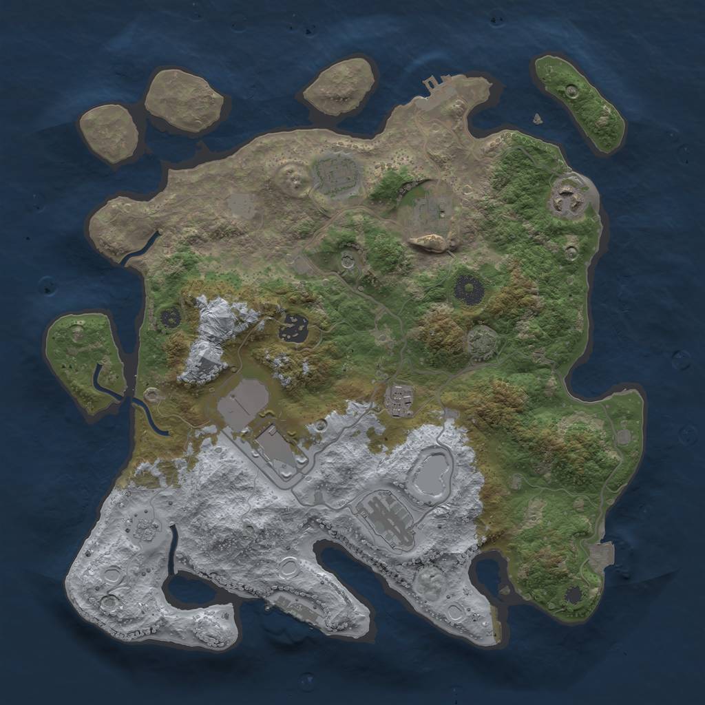 Rust Map: Procedural Map, Size: 3500, Seed: 377955153, 15 Monuments