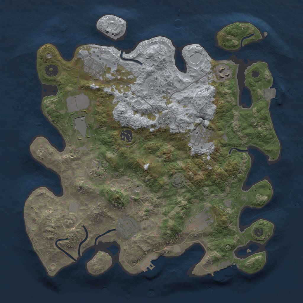 Rust Map: Procedural Map, Size: 3500, Seed: 2143057635, 17 Monuments