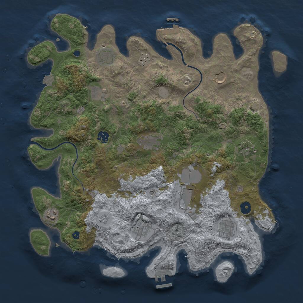 Rust Map: Procedural Map, Size: 3900, Seed: 9642935, 17 Monuments