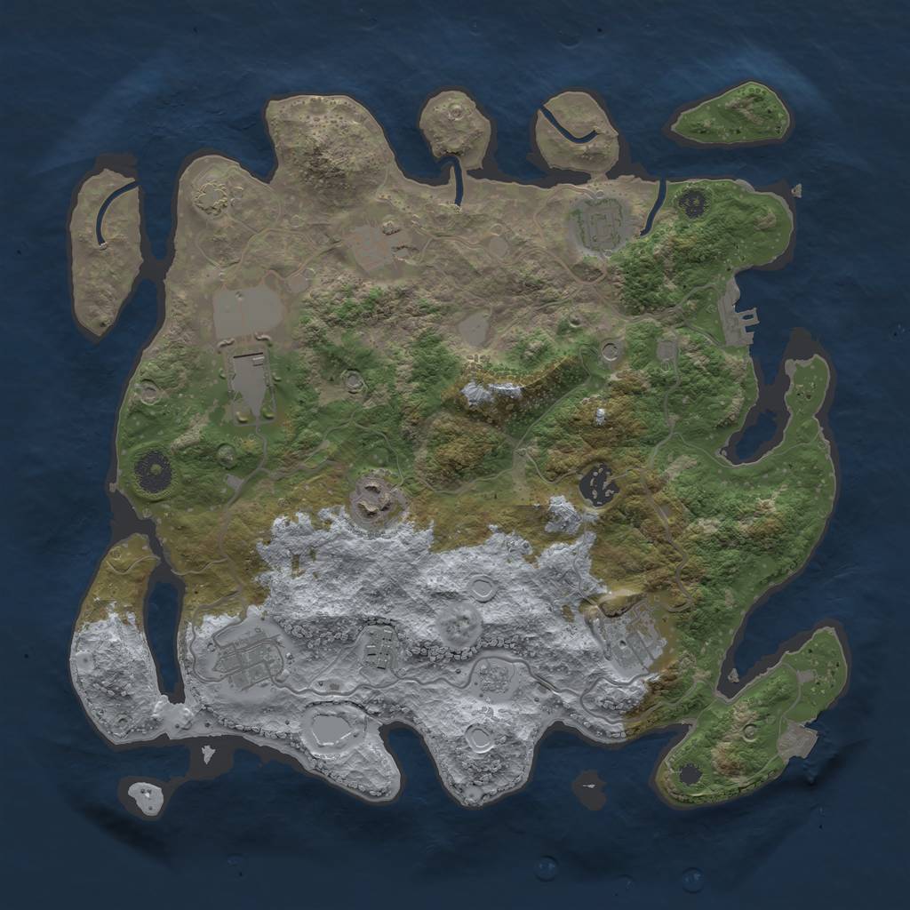 Rust Map: Procedural Map, Size: 3500, Seed: 69666833, 15 Monuments