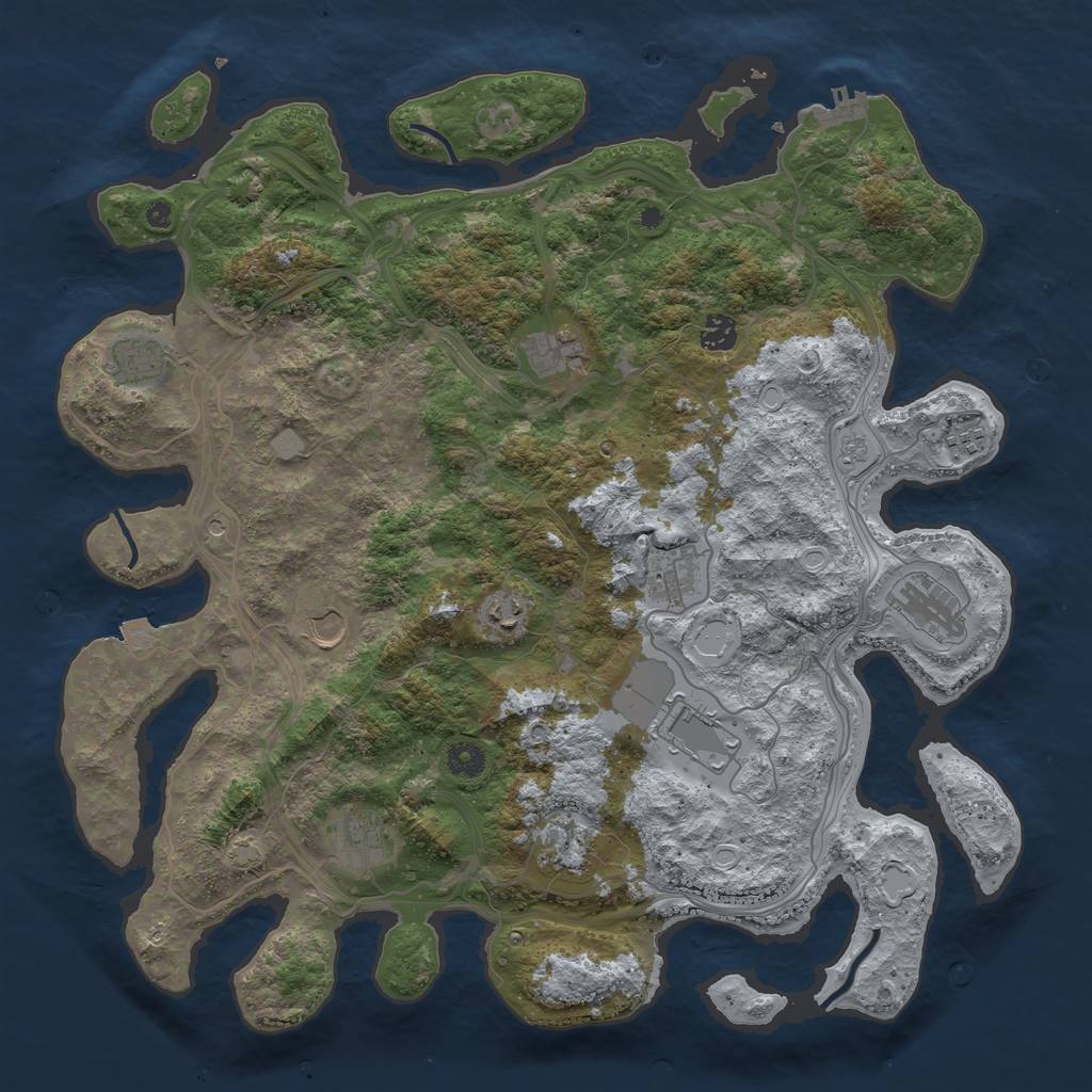 Rust Map: Procedural Map, Size: 4300, Seed: 46413294, 18 Monuments