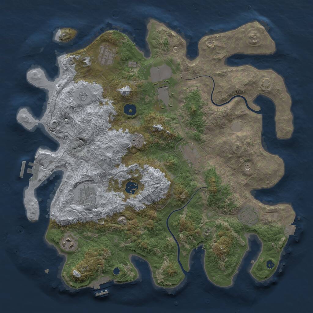 Rust Map: Procedural Map, Size: 3800, Seed: 76952470, 14 Monuments