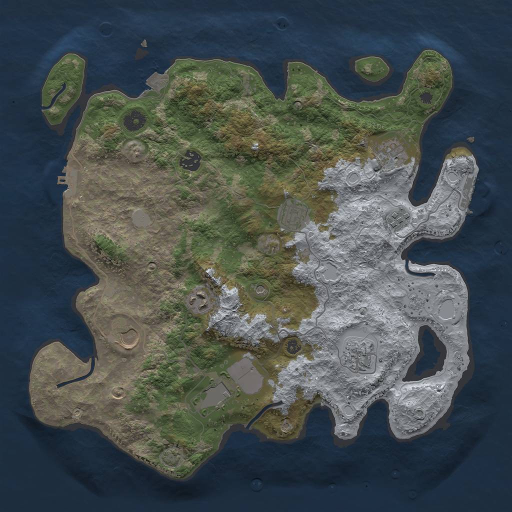 Rust Map: Procedural Map, Size: 3700, Seed: 93741460, 16 Monuments