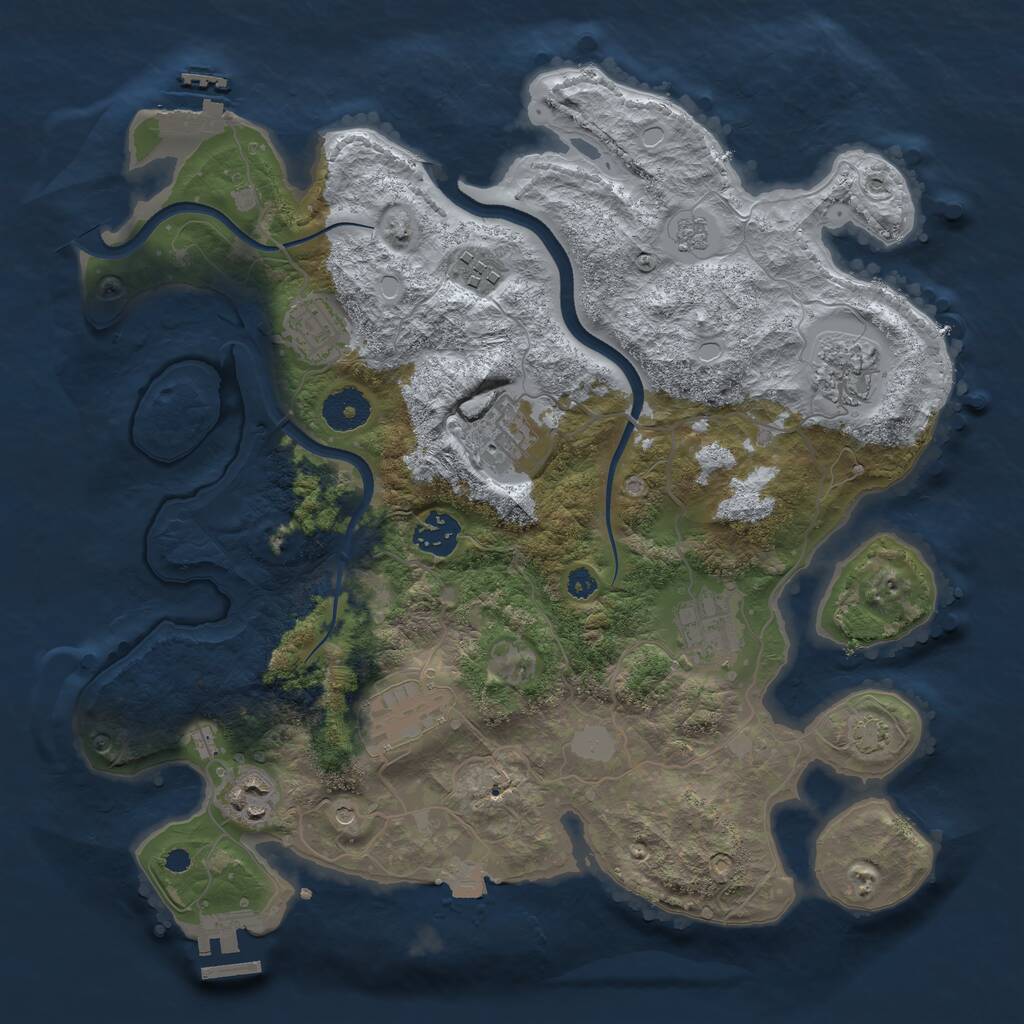 Rust Map: Procedural Map, Size: 3450, Seed: 77484721, 14 Monuments