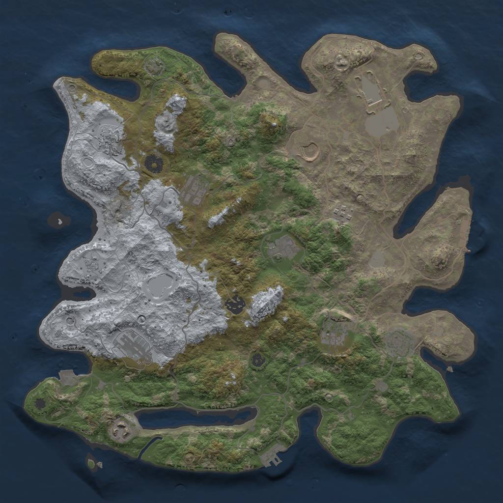 Rust Map: Procedural Map, Size: 4000, Seed: 59691568, 19 Monuments