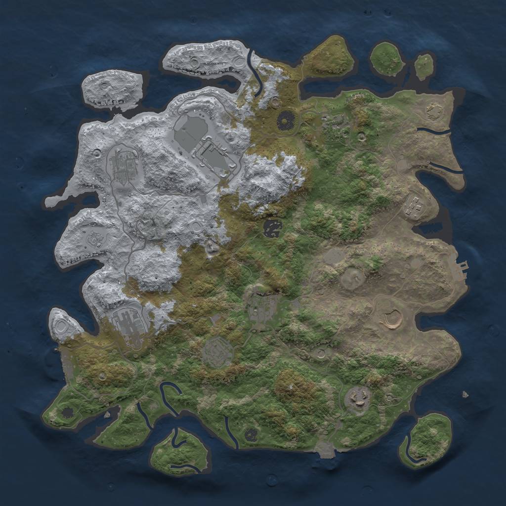 Rust Map: Procedural Map, Size: 3900, Seed: 95129936, 18 Monuments